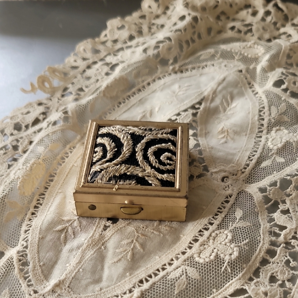 Vintage Gold and Black Pill Box